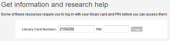 Screenshot showing where to sign in with your library card and PIN. Screenshot showing where to sign in with your library card and PIN.