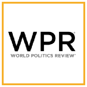 yellow box with initials "W" "P" "R" in black and "world politics review" underneath